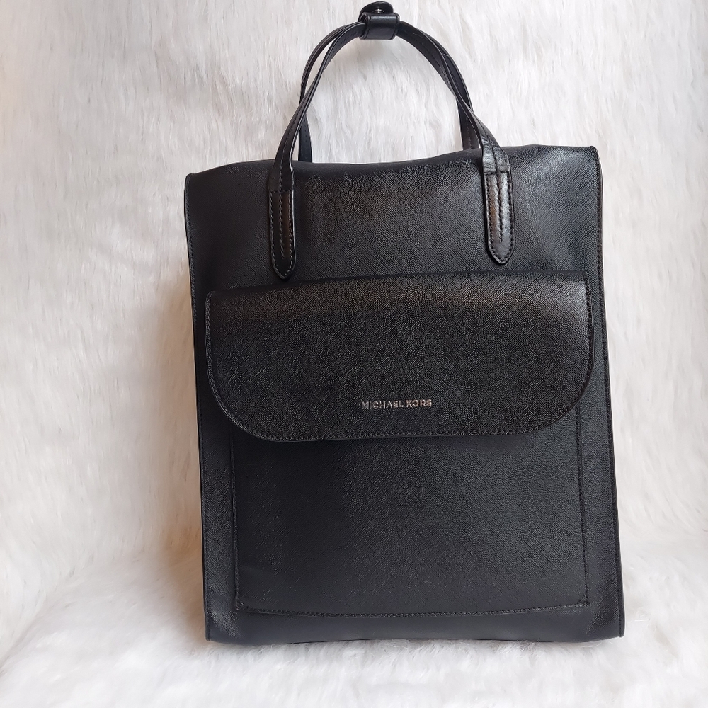 Michael Kors Black Coated Canvas Penny Commuter Backpack